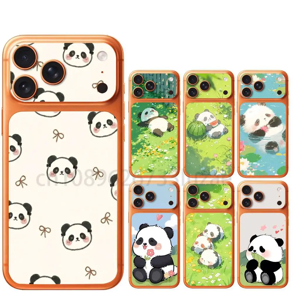 Cute Panda For iPhone 17 Pro 17 Pro Max Sticker Rear Screen Protector Film Lens Protector Cover