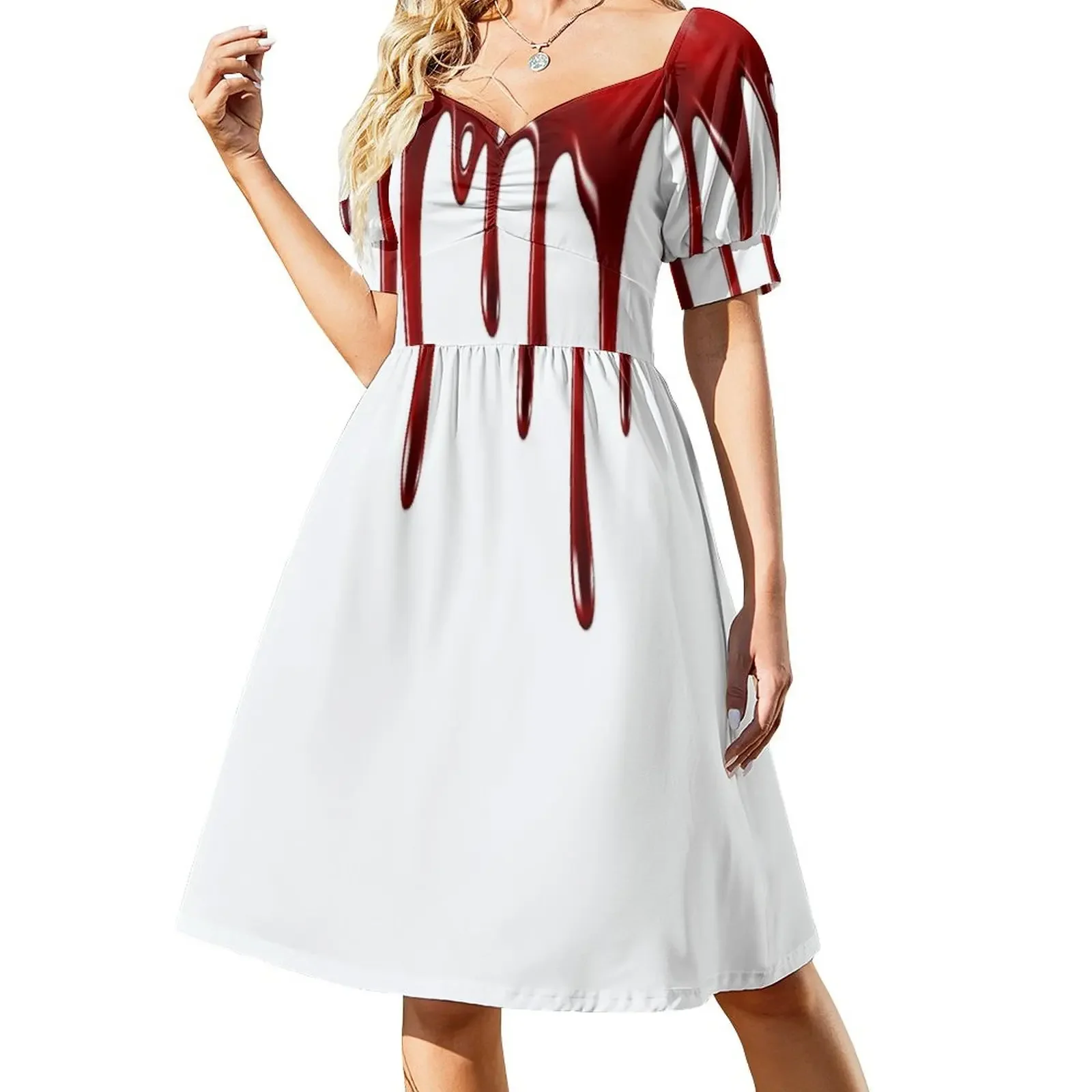 Blood Dripping White Short-Sleeved Dress dresses for women Summer dresses for women Woman clothing
Blood Dripping White Short-Sleeved Dress dresses for women Summer dresses for women Woman clothing