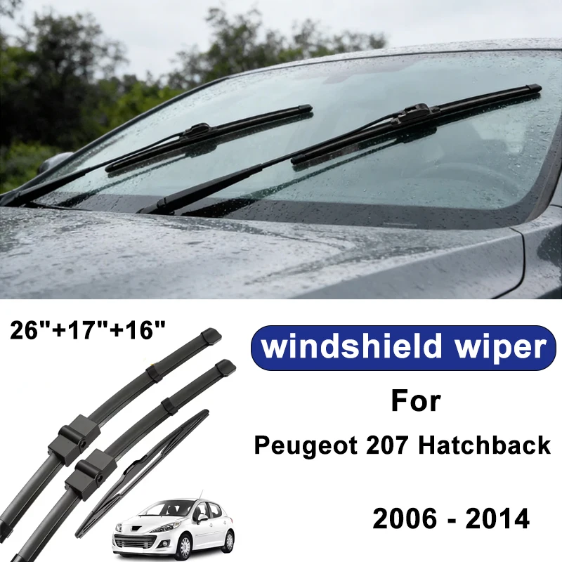 For Peugeot 207 Hatchback 2006 - 2014 car windshield front/rear wipers, silent wiper blades, car blade brush accessories
For Peugeot 207 Hatchback 2006 - 2014 car windshield front/rear wipers, silent wiper blades, car blade brush accessories