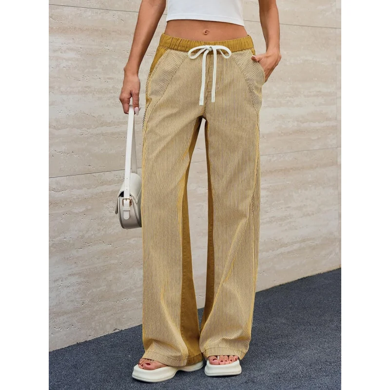 Women's Striped Wide Leg Jeans Casual Loose Fit Color Block Slimming Straight Leg Hanging Pants for Spring And Autumn
Women's Striped Wide Leg Jeans Casual Loose Fit Color Block Slimming Straight Leg Hanging Pants for Spring And Autumn