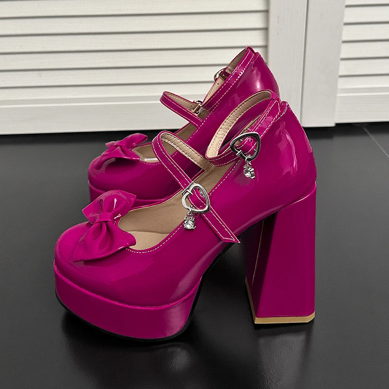 Rhinestone Double Row Love Metal Buckle Cute Bow Lolita Pumps Super Tapered Thick Heel Platform Shallow Girls' High Heels
Rhinestone Double Row Love Metal Buckle Cute Bow Lolita Pumps Super Tapered Thick Heel Platform Shallow Girls' High Heels