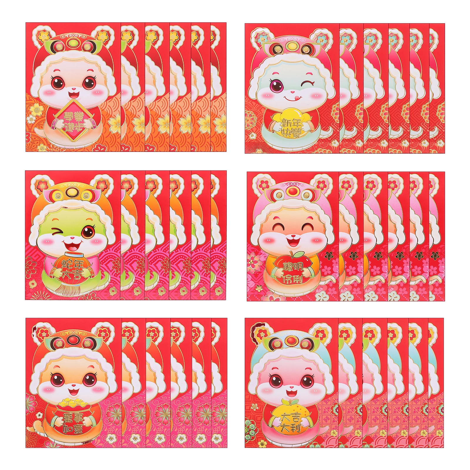 36pcs Cartoon Red Envelopes Snake Year Lucky Money Pockets Spring Festival Chinese New Year Envelope Cash Gift Packaging
36pcs Cartoon Red Envelopes Snake Year Lucky Money Pockets Spring Festival Chinese New Year Envelope Cash Gift Packaging