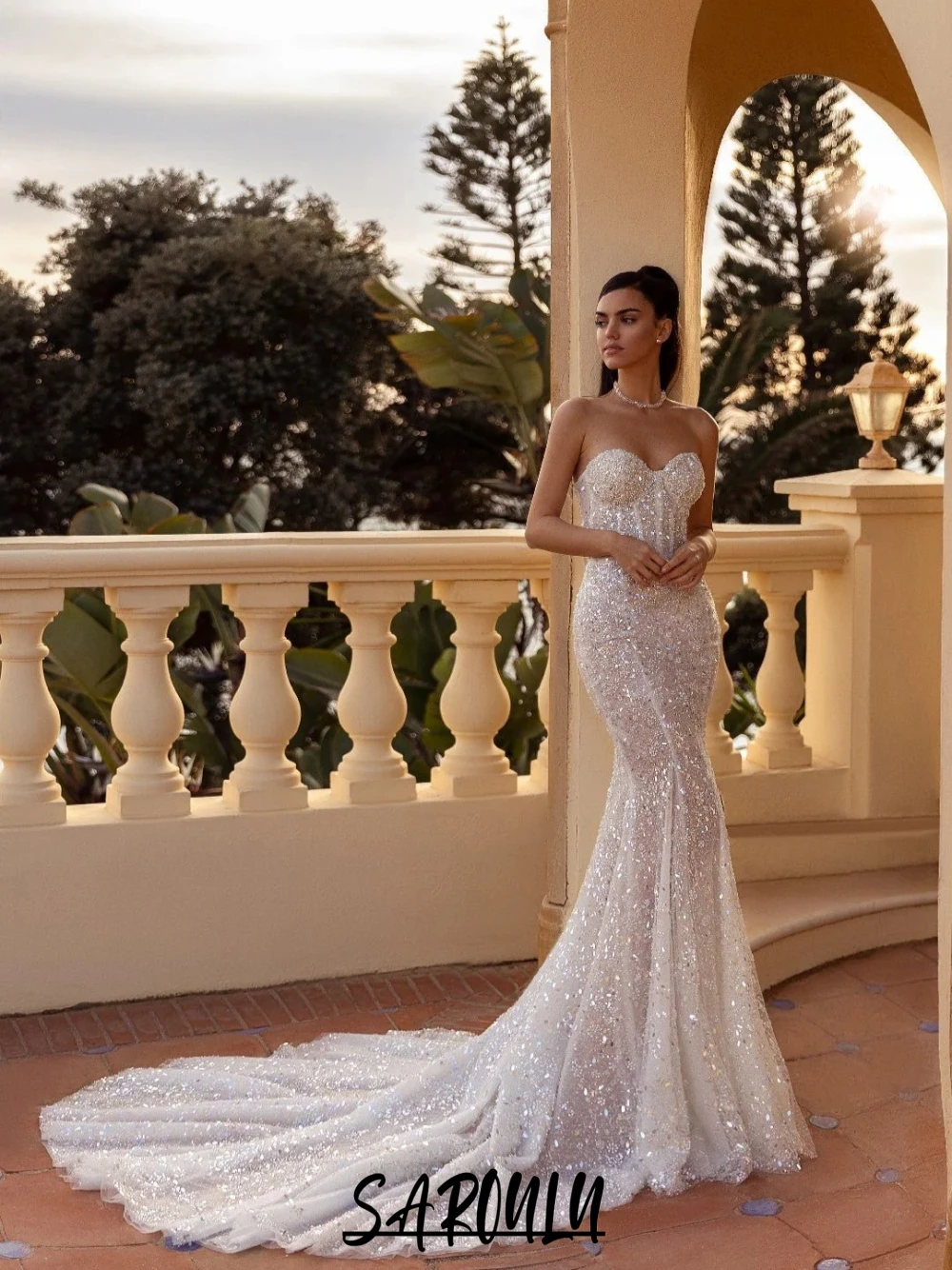 Sparkly Mermaid Wedding Dress With Pearls White Lace Up Back Delicate Customized Bridal Gown Stylish Sleeveless Women Wear
Sparkly Mermaid Wedding Dress With Pearls White Lace Up Back Delicate Customized Bridal Gown Stylish Sleeveless Women Wear