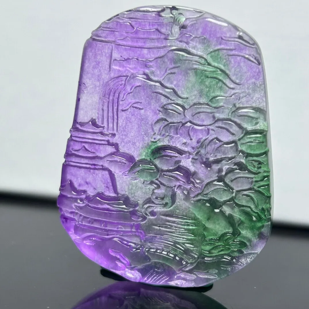 Certified Natural ice Purple Jade Jadeite Carved Landscape Pendant & Necklaces
Certified Natural ice Purple Jade Jadeite Carved Landscape Pendant & Necklaces