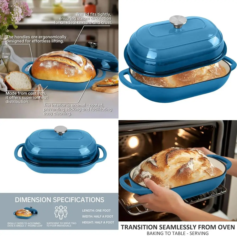 Чугунная эмалированная печь-казан, 5 кварт, овальная, с антипригарным покрытием, для выпечки хлеба, идеально подходит для заквасочного и ремесленного хлеба (овальный, синий)
Чугунная эмалированная печь-казан, 5 кварт, овальная, с антипригарным покрытием, для выпечки хлеба, идеально подходит для заквасочного и ремесленного хлеба (овальный, синий)