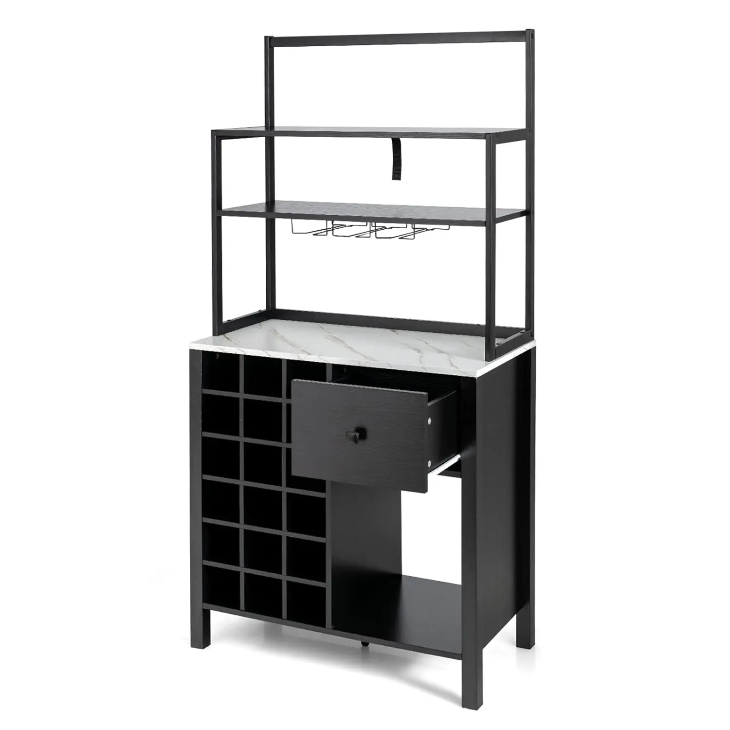 Black Sideboard Buffet Cabinet with Wine Rack 18-Bottle Glass Holder Drawer Worktop Anti-Tip Home Bar Dining Storage, Customized
Black Sideboard Buffet Cabinet with Wine Rack 18-Bottle Glass Holder Drawer Worktop Anti-Tip Home Bar Dining Storage, Customized