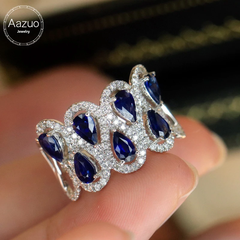 Aazuo Fine Jewelry 18-каратное однотонное белое золото с натуральными синими сапфирами, классическое кружевное кольцо с настоящими бриллиантами для женщин, старшего банкета, вечеринки
Aazuo Fine Jewelry 18-каратное однотонное белое золото с натуральными синими сапфирами, классическое кружевное кольцо с настоящими бриллиантами для женщин, старшего банкета, вечеринки