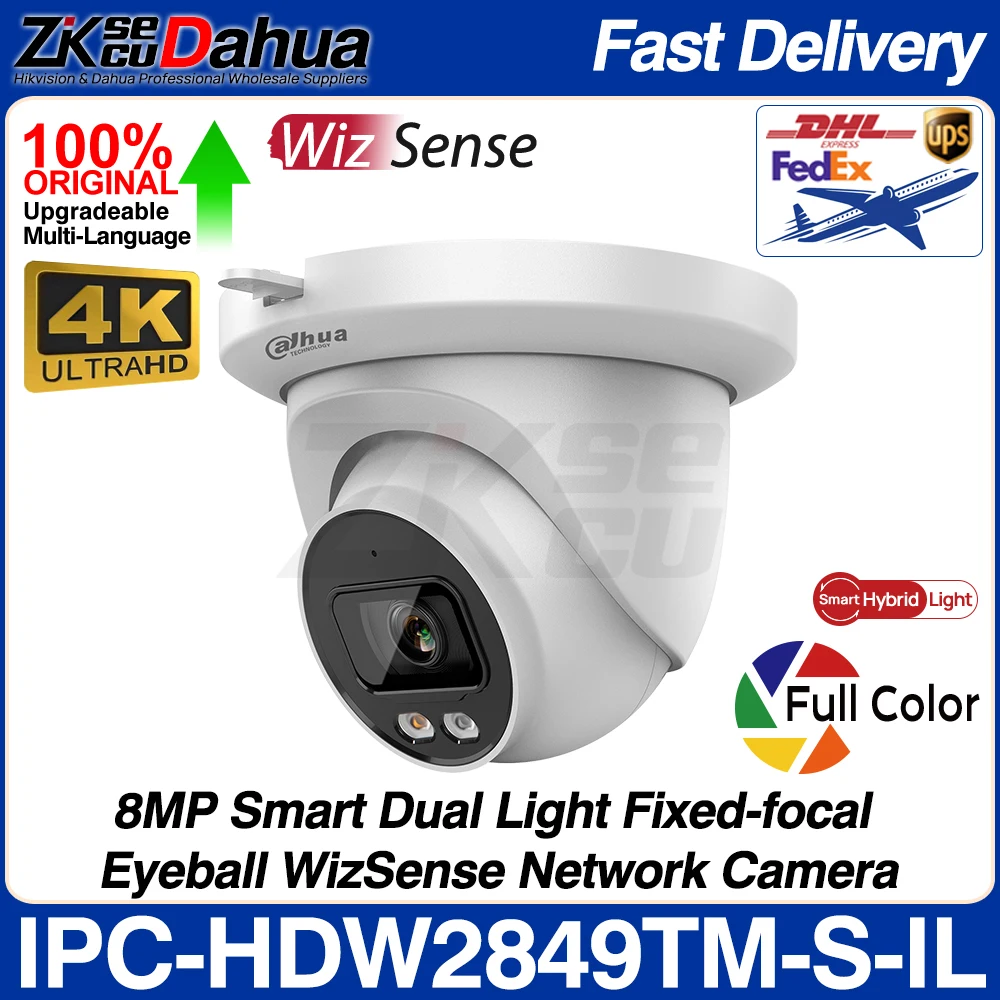 Dahua Original IPC-HDW2849TM-S-IL 8MP 4K Smart Dual Light Eyeball WizSense Network IP Camera FullColor SD Slot POE IP67 SMD Plus
Dahua Original IPC-HDW2849TM-S-IL 8MP 4K Smart Dual Light Eyeball WizSense Network IP Camera FullColor SD Slot POE IP67 SMD Plus