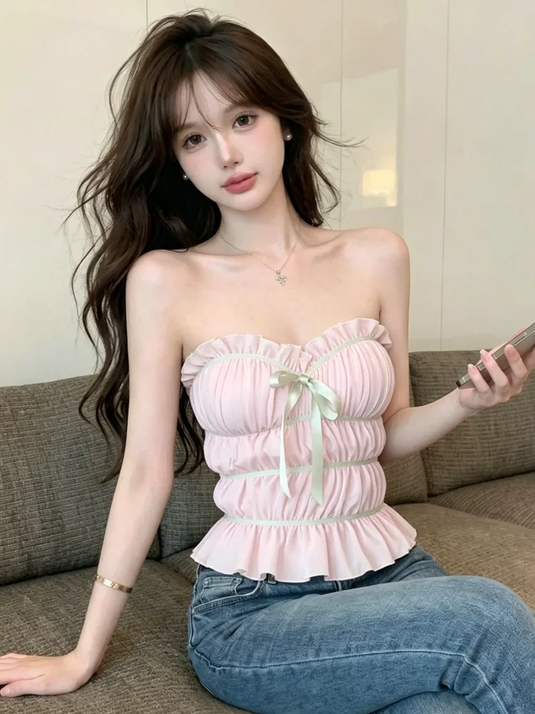 Elegant Knot Tube Top Vest Gentle Pure Desire Girl Style Summer New Age Reduction Women's Clothing Knitted mid Waist
Elegant Knot Tube Top Vest Gentle Pure Desire Girl Style Summer New Age Reduction Women's Clothing Knitted mid Waist