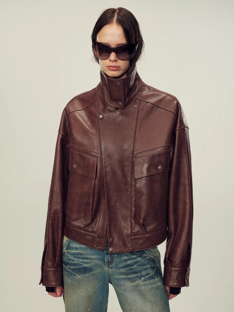 Vintage Cropped Genuine Leather Jackets for Women Spring Autumn 2026 New High-end Simple Loose Soft Oil Wax Real Sheepskin Coat
Vintage Cropped Genuine Leather Jackets for Women Spring Autumn 2026 New High-end Simple Loose Soft Oil Wax Real Sheepskin Coat