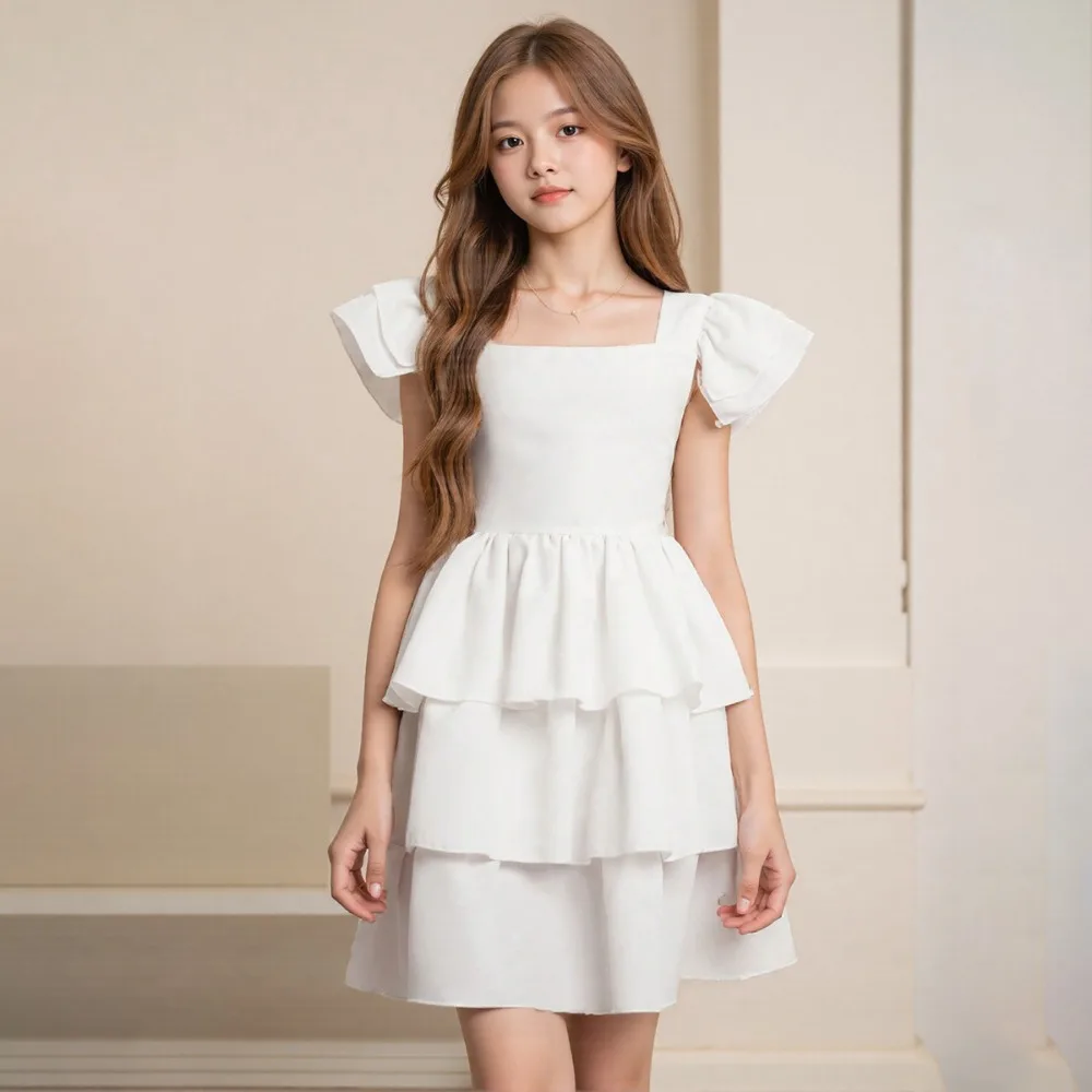 New Arrival Teen Girl Ruffle Sleeve Crimped Sundress, Elegant Layered Cake Dress, Junior Chic Princess Outfit for 120-155cm
New Arrival Teen Girl Ruffle Sleeve Crimped Sundress, Elegant Layered Cake Dress, Junior Chic Princess Outfit for 120-155cm