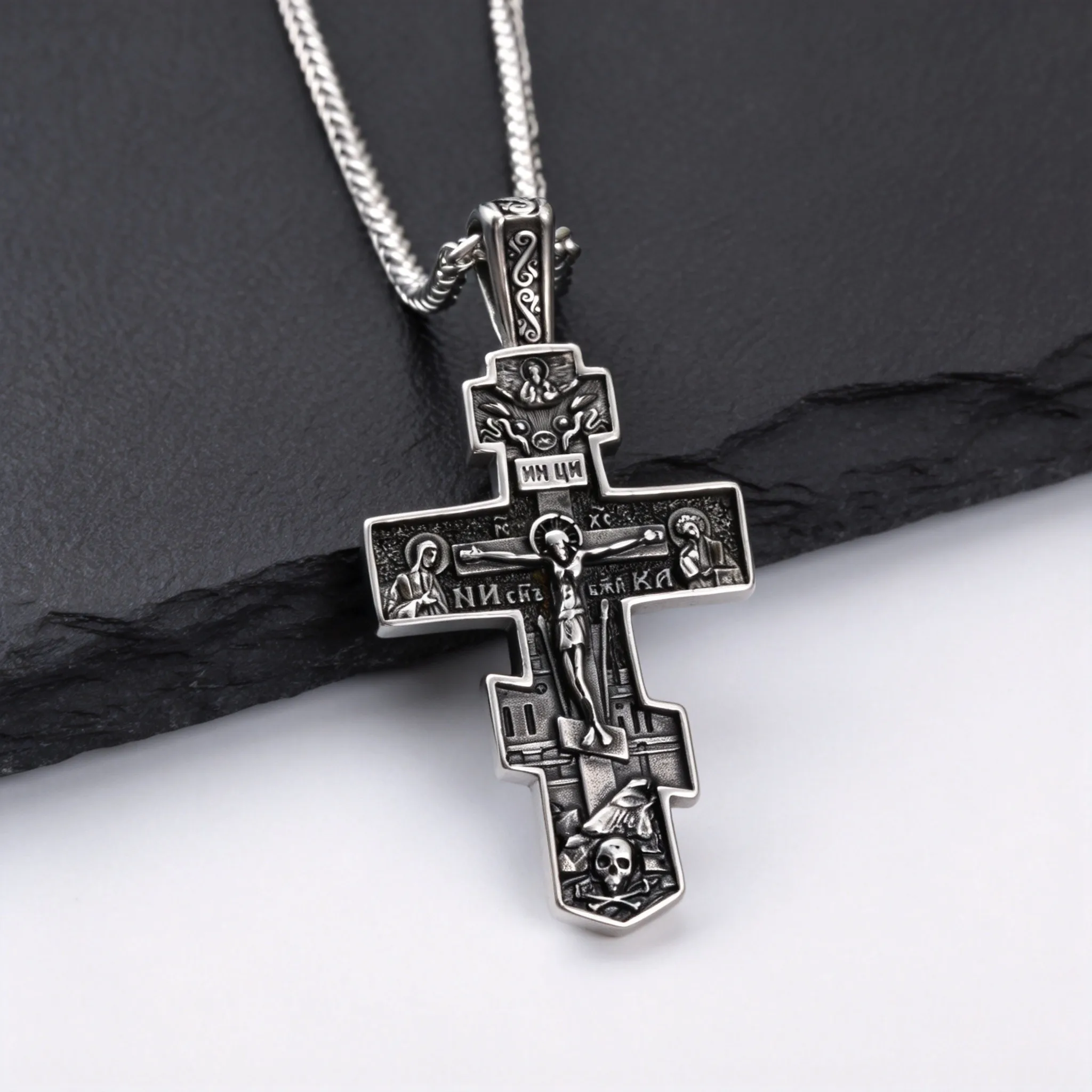 Eastern Orthodox Cross Neckalce for Men,Vintage Grey Jesus Cross Pendant Necklace,Stainless Steel Religious Jewelry
Eastern Orthodox Cross Neckalce for Men,Vintage Grey Jesus Cross Pendant Necklace,Stainless Steel Religious Jewelry