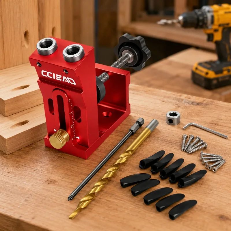 3-in-1 Pocket Hole Jig Woodworking Kit, Quick Setup Pocket Hole Jig Kit Adjustable Drill Guide for Hidden Screw Connections
3-in-1 Pocket Hole Jig Woodworking Kit, Quick Setup Pocket Hole Jig Kit Adjustable Drill Guide for Hidden Screw Connections