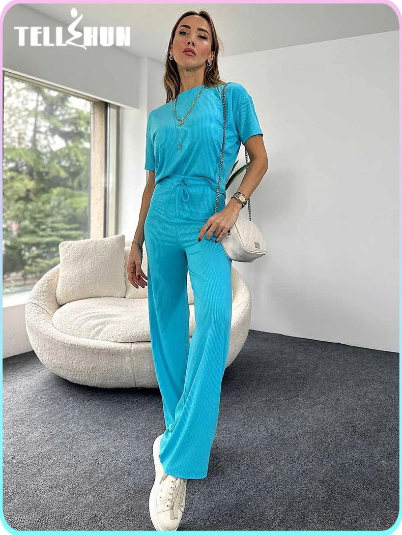 solid Short Tshirt Wide Leg Trousers Female PantsSets for women 2 piece fashion Korean Style clothes casual streetwear outfits
solid Short Tshirt Wide Leg Trousers Female PantsSets for women 2 piece fashion Korean Style clothes casual streetwear outfits