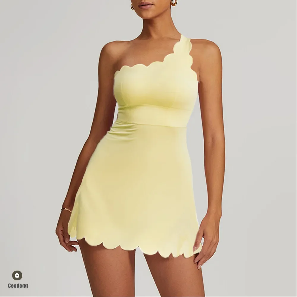 One Shoulder Anti Shorts Pad Yoga Set Sports Tennis Dress Tight Sporty Jumpsuit Woman One-Piece Fitness Female Clothing XP41
One Shoulder Anti Shorts Pad Yoga Set Sports Tennis Dress Tight Sporty Jumpsuit Woman One-Piece Fitness Female Clothing XP41