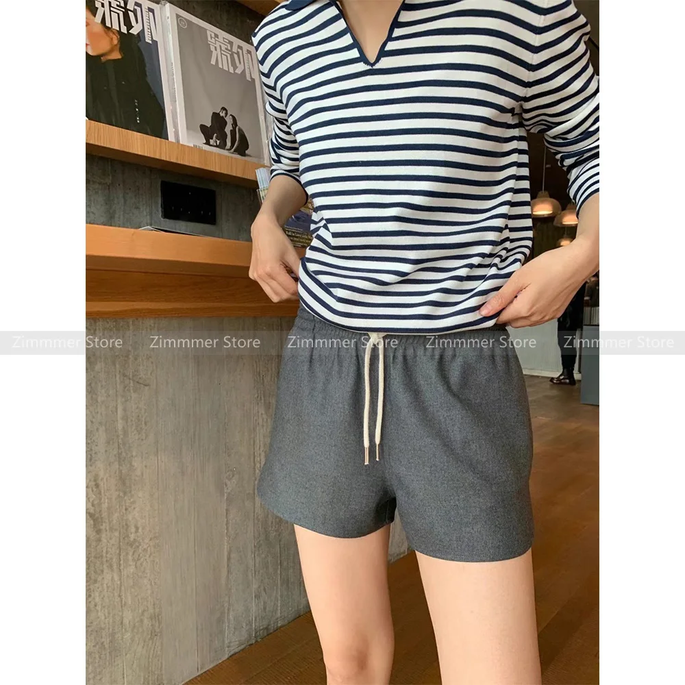 Versatile lazy sense of fashionable fashionable wide-leg thin drawstring gray wool shorts 24 spring and summer
Versatile lazy sense of fashionable fashionable wide-leg thin drawstring gray wool shorts 24 spring and summer