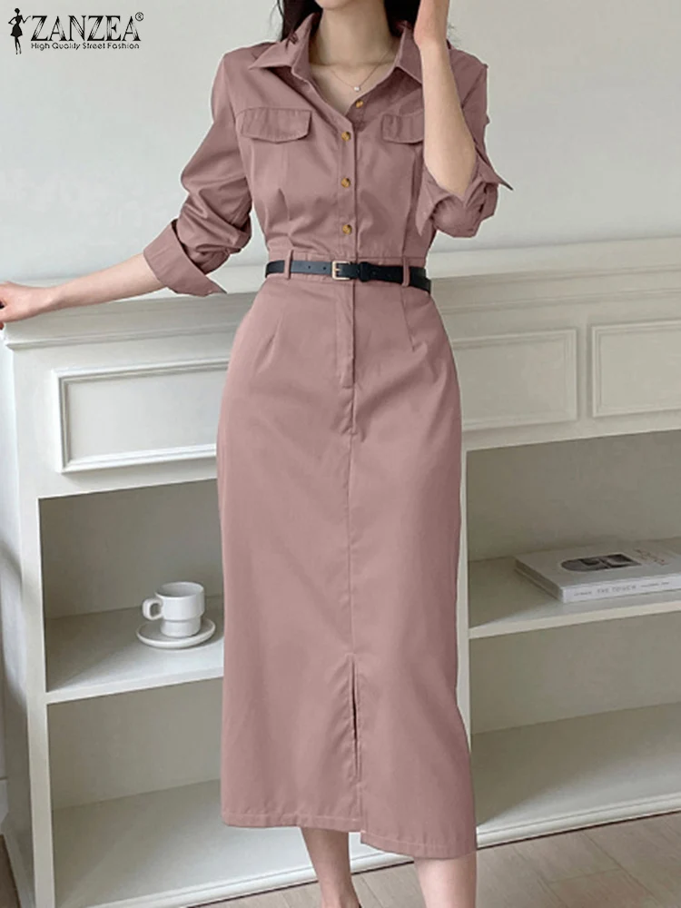ZANZEA 2025 Summer Solid Dress Women Office Lady Midi Spilt Sundress Casual Lapel Long Sleeve Vestidos Waisted No Belted Robe
ZANZEA 2025 Summer Solid Dress Women Office Lady Midi Spilt Sundress Casual Lapel Long Sleeve Vestidos Waisted No Belted Robe