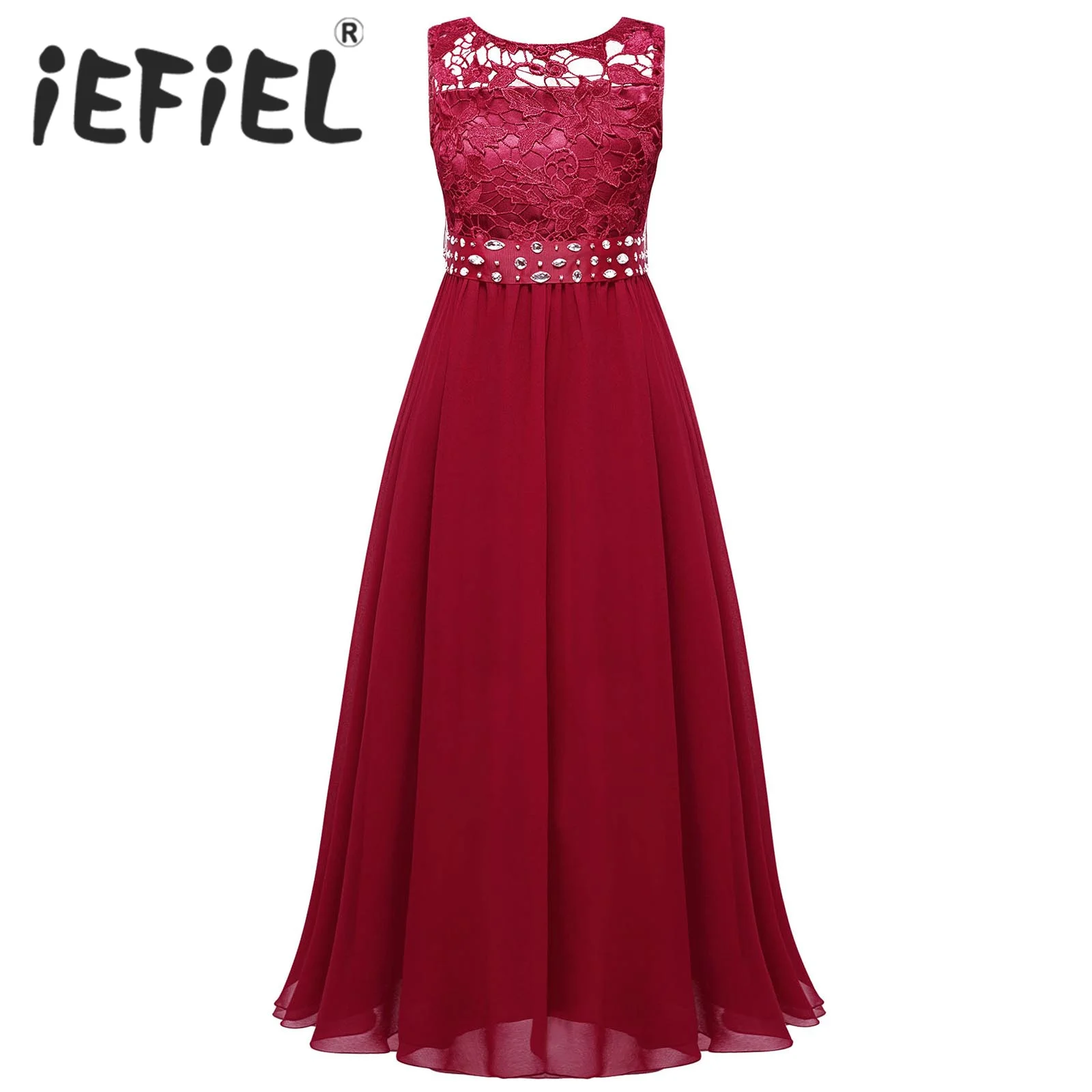 Kids Flower Girls Dress Elegant Princess Lace Sleeveless Chiffon Birthday Party Dress with Beaded Sash for Wedding Bridesmaid
Kids Flower Girls Dress Elegant Princess Lace Sleeveless Chiffon Birthday Party Dress with Beaded Sash for Wedding Bridesmaid