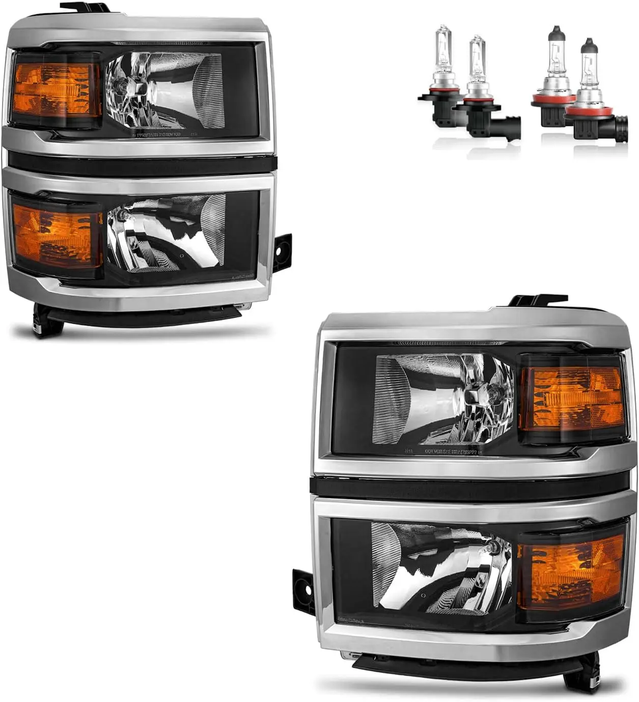 Фары в сборе для Chevy Silverado 1500 2014 2015 года, сменные фары, черный корпус, янтарный отражатель, водитель и пассажирская сторона
Фары в сборе для Chevy Silverado 1500 2014 2015 года, сменные фары, черный корпус, янтарный отражатель, водитель и пассажирская сторона