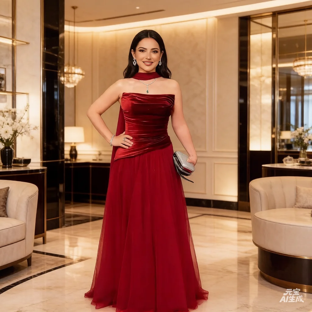 Burgundy Velvet Asymmetric Ruched Evening Gown Halter Neck Tulle Skirt with Detachable Cape Luxury Red Carpet Prom Dress for Wed
Burgundy Velvet Asymmetric Ruched Evening Gown Halter Neck Tulle Skirt with Detachable Cape Luxury Red Carpet Prom Dress for Wed