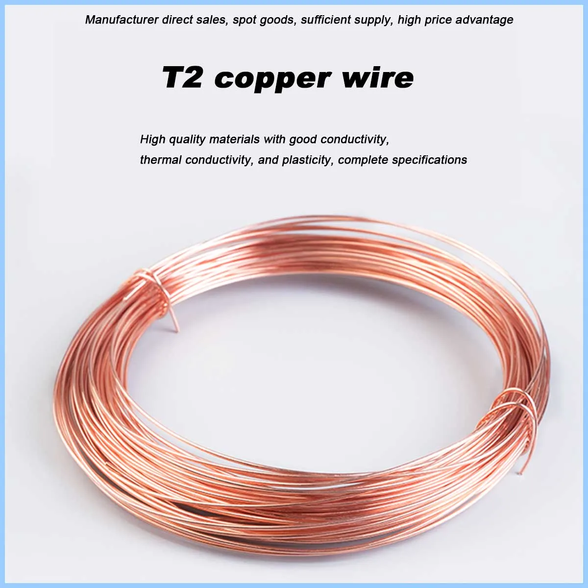 0.2/1/1.5/2.5/3/4mm/5mm/T2 Purple Copper Wire/Conductive Pure Copper Bare Copper Wire
0.2/1/1.5/2.5/3/4mm/5mm/T2 Purple Copper Wire/Conductive Pure Copper Bare Copper Wire
