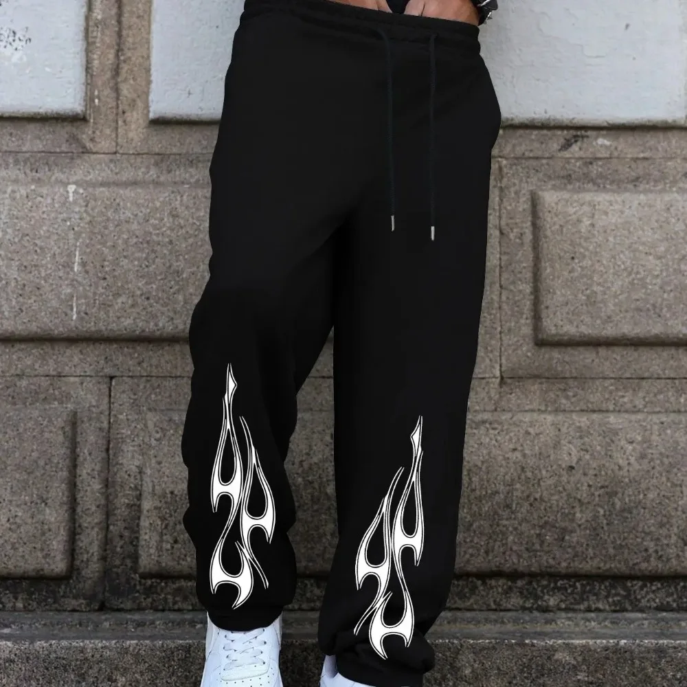 Men's casual straight-leg trousers with trendy flame print design loose fit drawstring waistband suitable for various occasions
Men's casual straight-leg trousers with trendy flame print design loose fit drawstring waistband suitable for various occasions