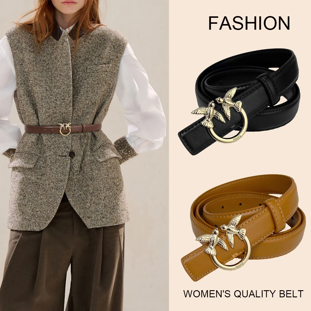 Женский элегантный ремень с золотой ласточкой и металлической пряжкой, роскошный повседневный модный ремень 2,5 см для джинсового платья.
Женский элегантный ремень с золотой ласточкой и металлической пряжкой, роскошный повседневный модный ремень 2,5 см для джинсового платья.