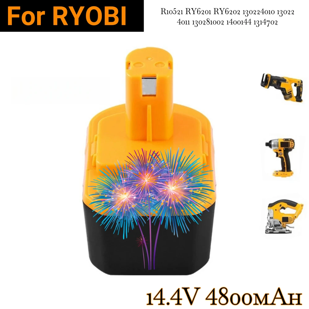 14.4V 4.8Ah for Ryobi Battery R10521 RY6201 RY6202 130224010 130224011 1314702 1400144 1400655 Cordless Power Tools
14.4V 4.8Ah for Ryobi Battery R10521 RY6201 RY6202 130224010 130224011 1314702 1400144 1400655 Cordless Power Tools