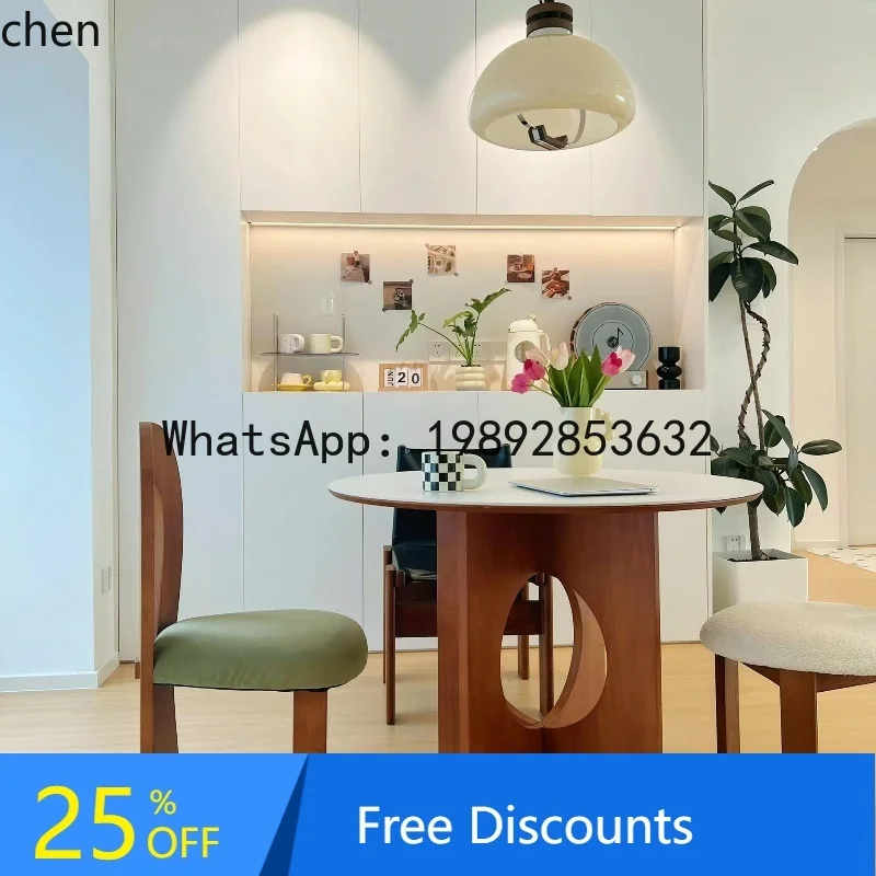 retro style solid wood round rock slab dining table modern simple medium antique dining table and chair combination
retro style solid wood round rock slab dining table modern simple medium antique dining table and chair combination