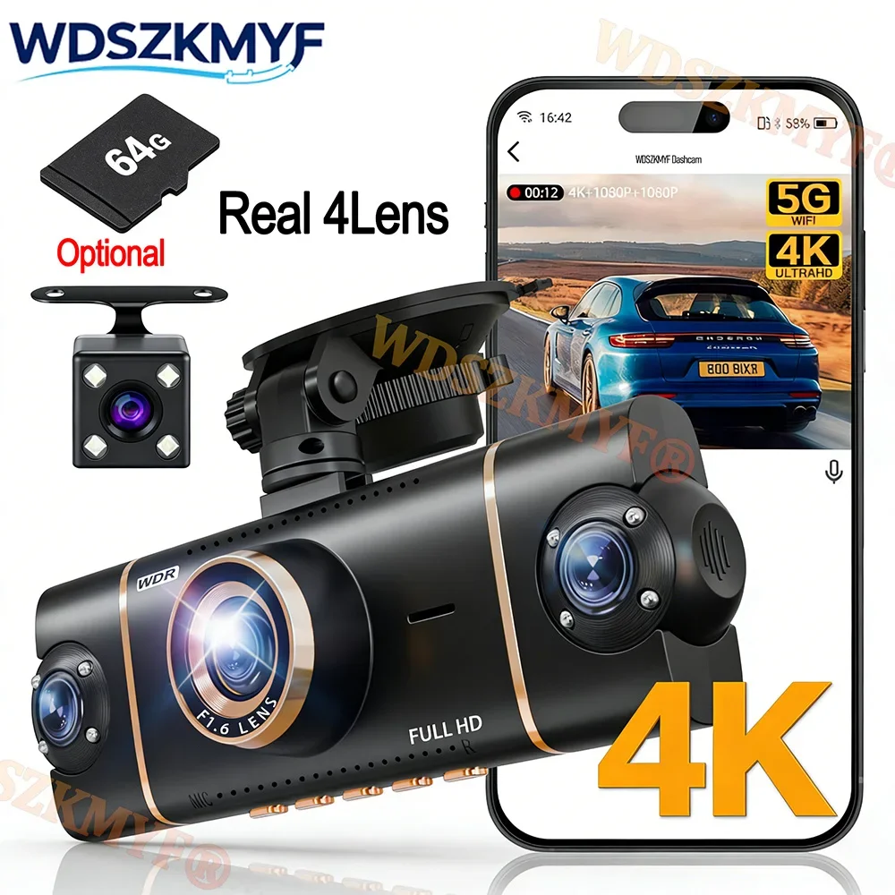 New 4K 1080P Car Dash 4Channels Car DVR UHD Cam 360° WIFI APP Video Recorder Front With Rear View Night Vision 4K Black Box
New 4K 1080P Car Dash 4Channels Car DVR UHD Cam 360° WIFI APP Video Recorder Front With Rear View Night Vision 4K Black Box