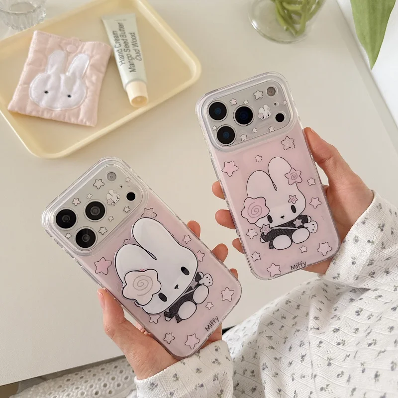 Luxury Cute Pink cartoon Miffy star Phone Case For iPhone 17 16 15 Pro Max 14 13 Funny rotate Star Miffy protect Cover
Luxury Cute Pink cartoon Miffy star Phone Case For iPhone 17 16 15 Pro Max 14 13 Funny rotate Star Miffy protect Cover