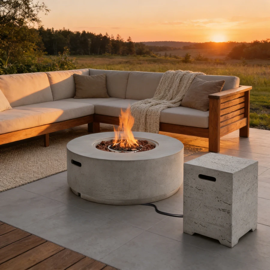 Outdoor propane fire pit set for patio backyard poolside use, steel construction, black finish, 50, 000 BTU output with lava ro
Outdoor propane fire pit set for patio backyard poolside use, steel construction, black finish, 50, 000 BTU output with lava ro