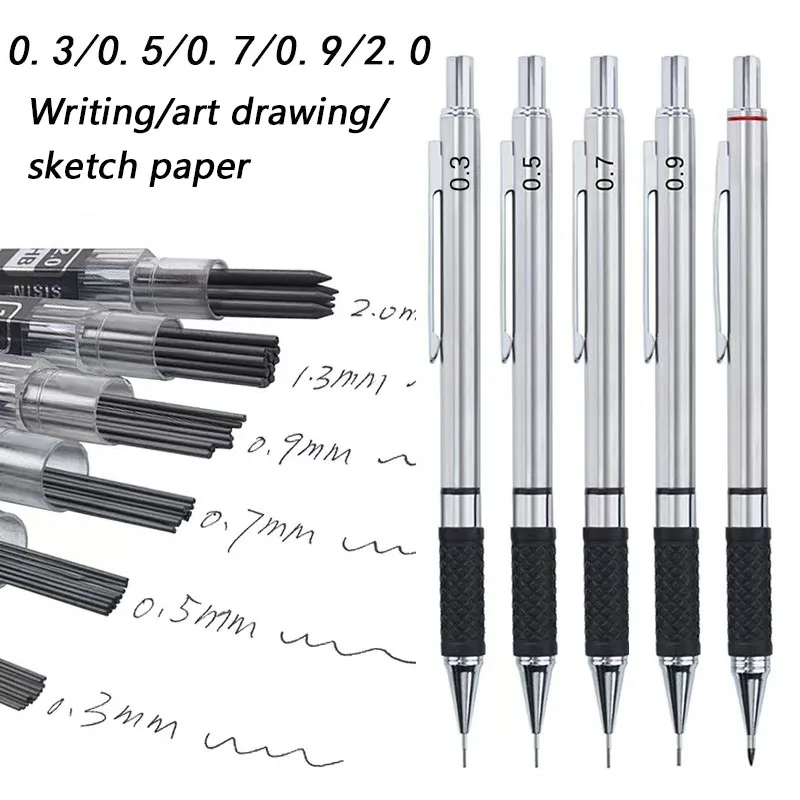 Metal Automatic Pencil with Protective Cover 0.3/0.5/0.7/0.9/2.0mm HB Lead Core Sketching Painting Writing Student supplies
Metal Automatic Pencil with Protective Cover 0.3/0.5/0.7/0.9/2.0mm HB Lead Core Sketching Painting Writing Student supplies