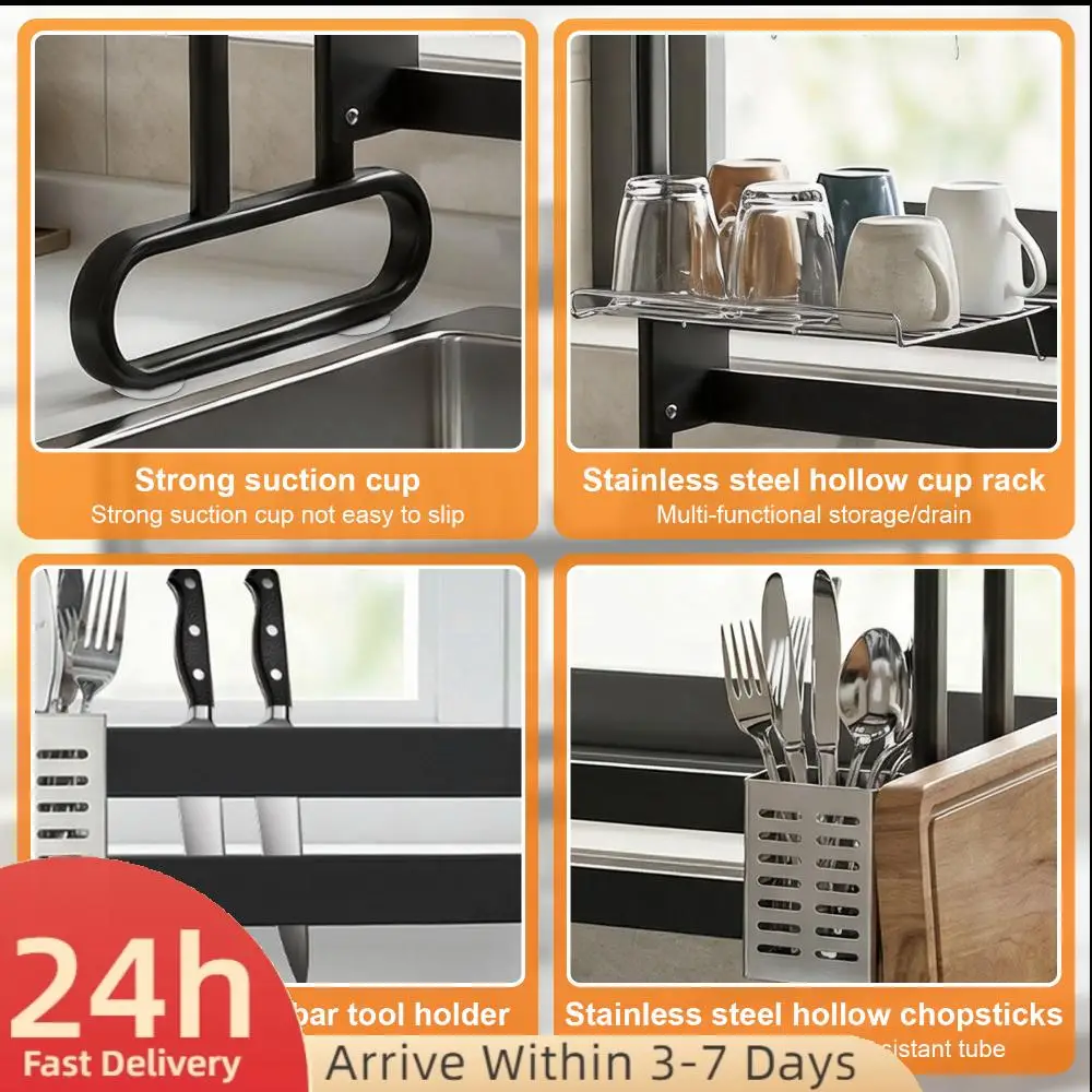 Stainless Steel Dish Drainer with Utensil Holder Over Sink Dish Drying Rack Anti-Slip Large Capacity for Home Kitchen Organizers
Stainless Steel Dish Drainer with Utensil Holder Over Sink Dish Drying Rack Anti-Slip Large Capacity for Home Kitchen Organizers