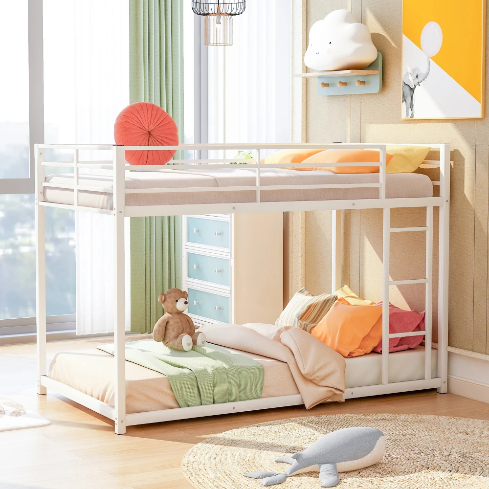Twin over Twin Metal Bunk Bed, Low Bunk Bed with Ladder,White(OLD SKU:MF197033AAK)
Twin over Twin Metal Bunk Bed, Low Bunk Bed with Ladder,White(OLD SKU:MF197033AAK)