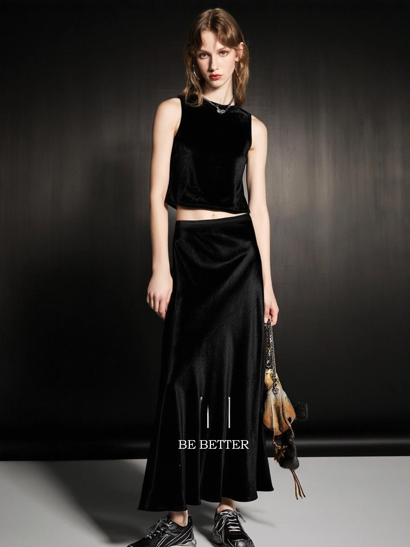 Fashionable High Waist Draped Black Satin Halter Neck Dress Women's Commute City Daily Travel A-Line Skirt Huaappuw
Fashionable High Waist Draped Black Satin Halter Neck Dress Women's Commute City Daily Travel A-Line Skirt Huaappuw