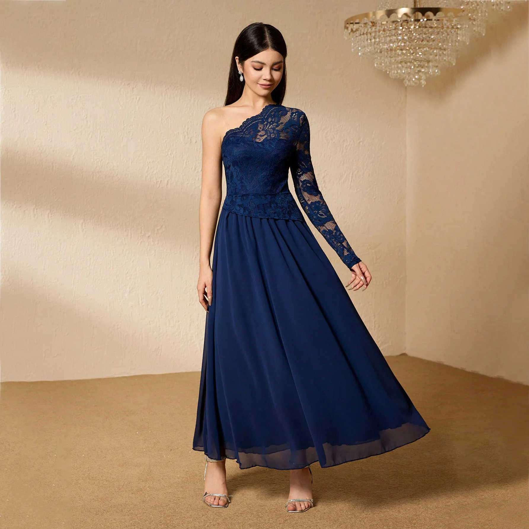 2026 Evening Dress With Spliced Round Neck Lace Long Skirt, Fashionable And Elegant Mature Dress
2026 Evening Dress With Spliced Round Neck Lace Long Skirt, Fashionable And Elegant Mature Dress