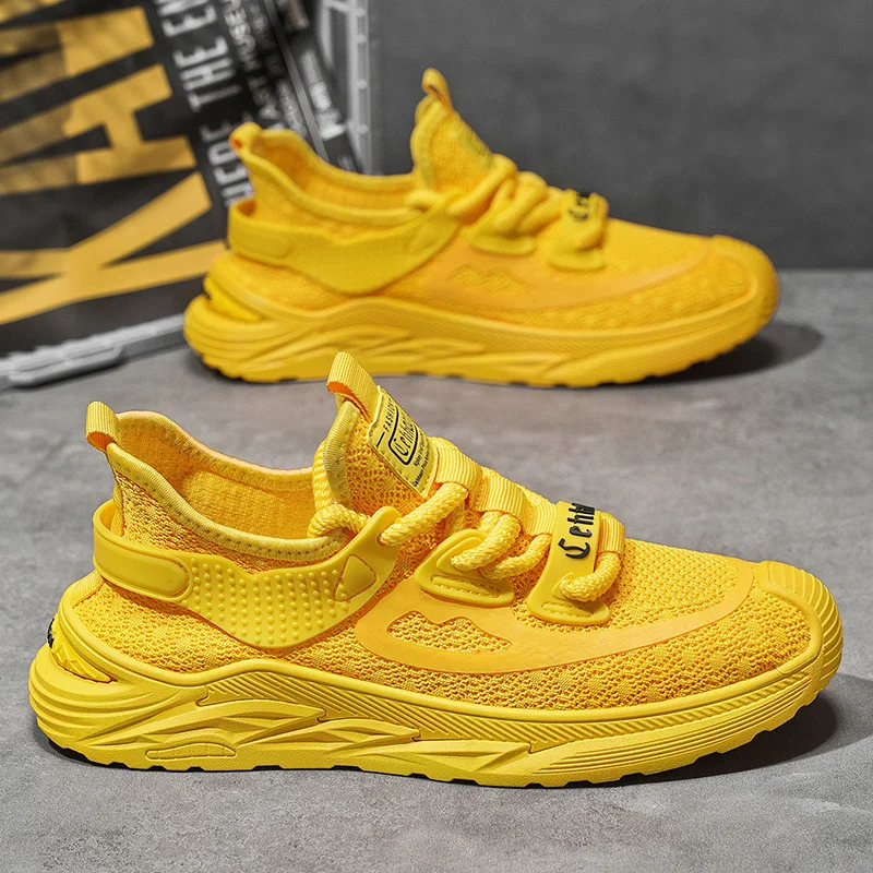 Fashion Yellow Men's Casual Sneakers Hot Sale Knit Breathable Sports Shoes Men Summer Designer Running Shoes Men Light Trainers
Fashion Yellow Men's Casual Sneakers Hot Sale Knit Breathable Sports Shoes Men Summer Designer Running Shoes Men Light Trainers