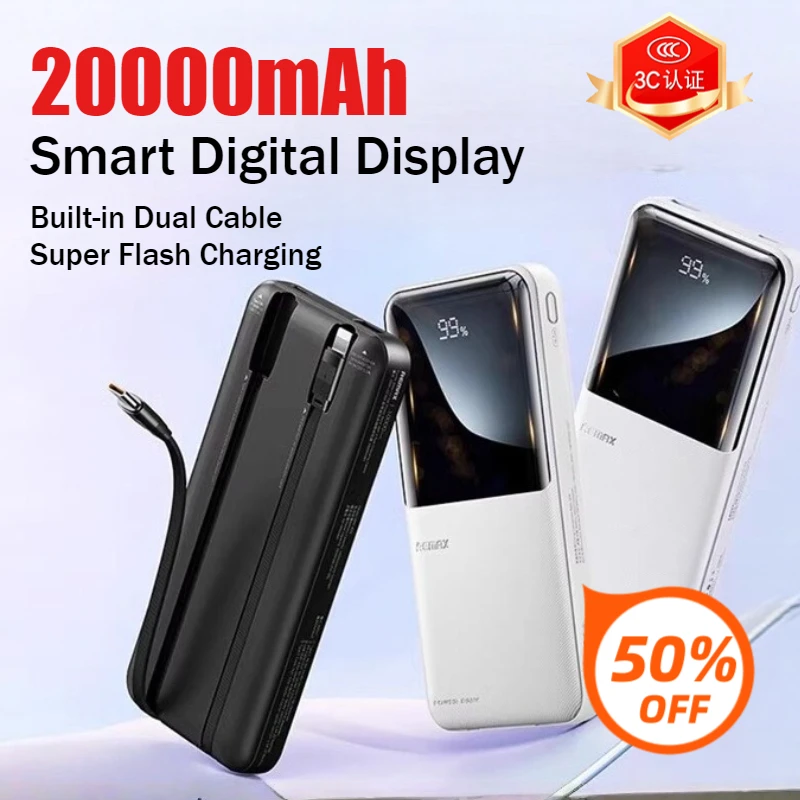 22.5W 20000mAh Built-in Cable Power Bank High-Capacity Fast Charging Portable Phone Charger 3C Certified Power Bank
22.5W 20000mAh Built-in Cable Power Bank High-Capacity Fast Charging Portable Phone Charger 3C Certified Power Bank