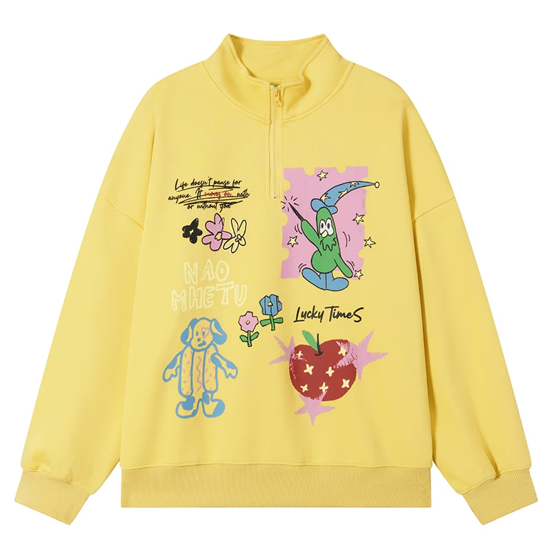 Cute Cartoon Print Fleece Half Zip Pullover Sweatshirt Oversized Harajuku Yellow White Tops Kawaii Graphic Loose Hoodie Clothing
Cute Cartoon Print Fleece Half Zip Pullover Sweatshirt Oversized Harajuku Yellow White Tops Kawaii Graphic Loose Hoodie Clothing