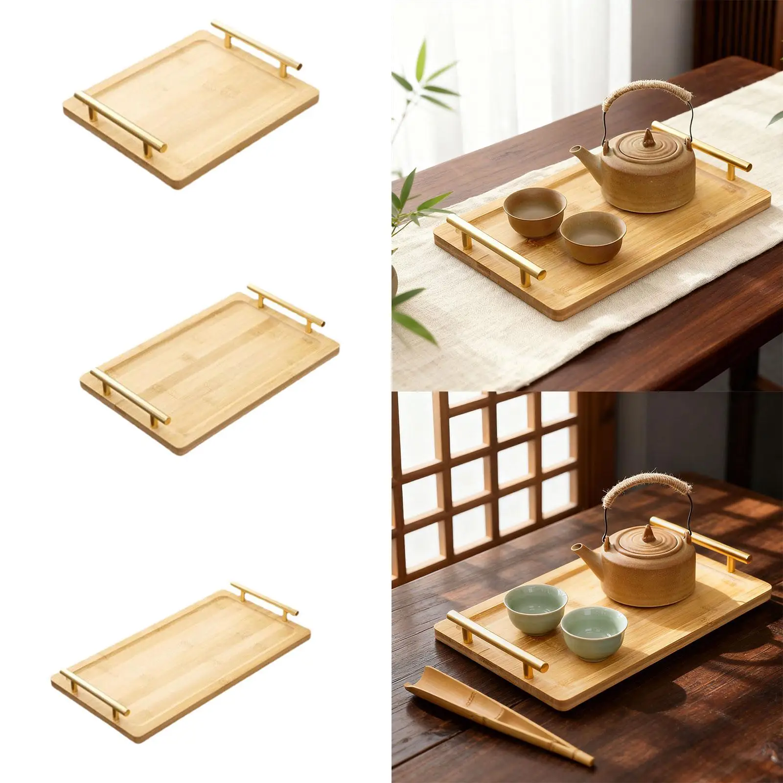 Rectangle Wood Serving Tray Elegant Breakfast Tea Tray with Metal Handle for Living Room Decor and Wedding Parties
Rectangle Wood Serving Tray Elegant Breakfast Tea Tray with Metal Handle for Living Room Decor and Wedding Parties