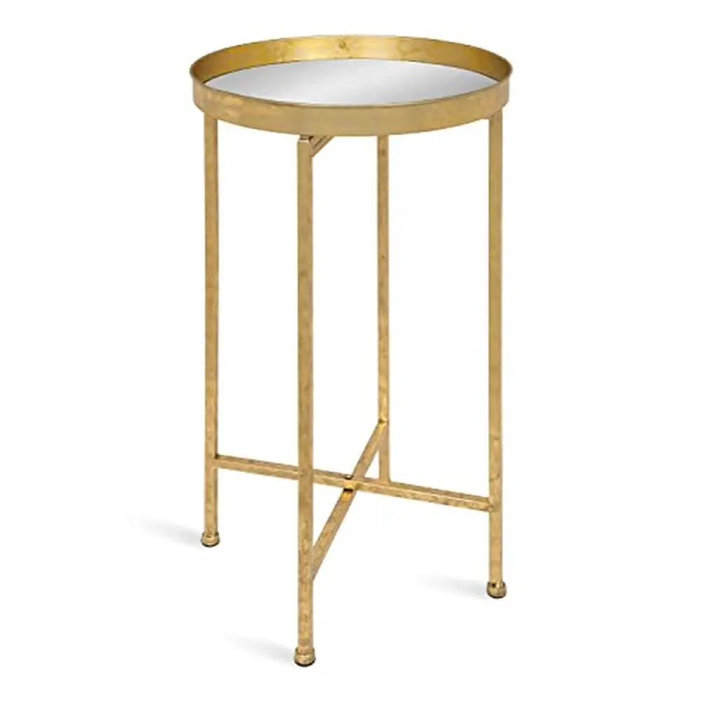 Metal Accent Table with Mirror Tray Top Elegant Gold Finish Chic Foldable Design 14"D x 14"W x 25.75"H
Metal Accent Table with Mirror Tray Top Elegant Gold Finish Chic Foldable Design 14"D x 14"W x 25.75"H
