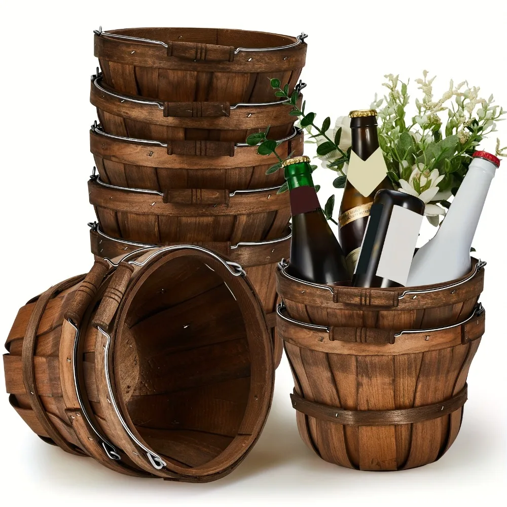 Marsui 10pcs 5.9 X 7.5'' Round Wooden Baskets Easter Portable Wood Fruit Buckets with Handles Garden Harvest Basket Fruits
Marsui 10pcs 5.9 X 7.5'' Round Wooden Baskets Easter Portable Wood Fruit Buckets with Handles Garden Harvest Basket Fruits