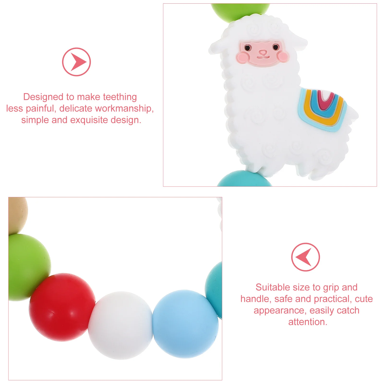 Baby Silicone Teething Bracelet Alpaca Charm Soft Safe Material Comfort Grip Helps Infant Toddler Hand Eye Coordination
Baby Silicone Teething Bracelet Alpaca Charm Soft Safe Material Comfort Grip Helps Infant Toddler Hand Eye Coordination