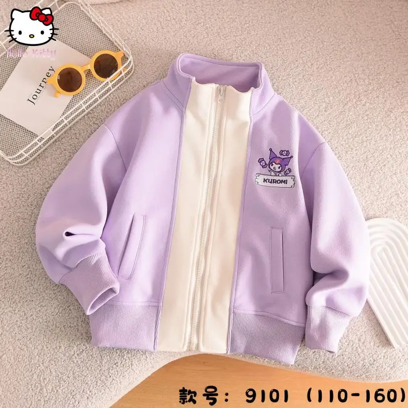 Sanrio Kawaii куртка Kuromi для девочек, осенние новые топы на молнии с героями мультфильмов в стиле аниме Cinnamoroll, детская модная повседневная милая бейсбольная форма
Sanrio Kawaii куртка Kuromi для девочек, осенние новые топы на молнии с героями мультфильмов в стиле аниме Cinnamoroll, детская модная повседневная милая бейсбольная форма