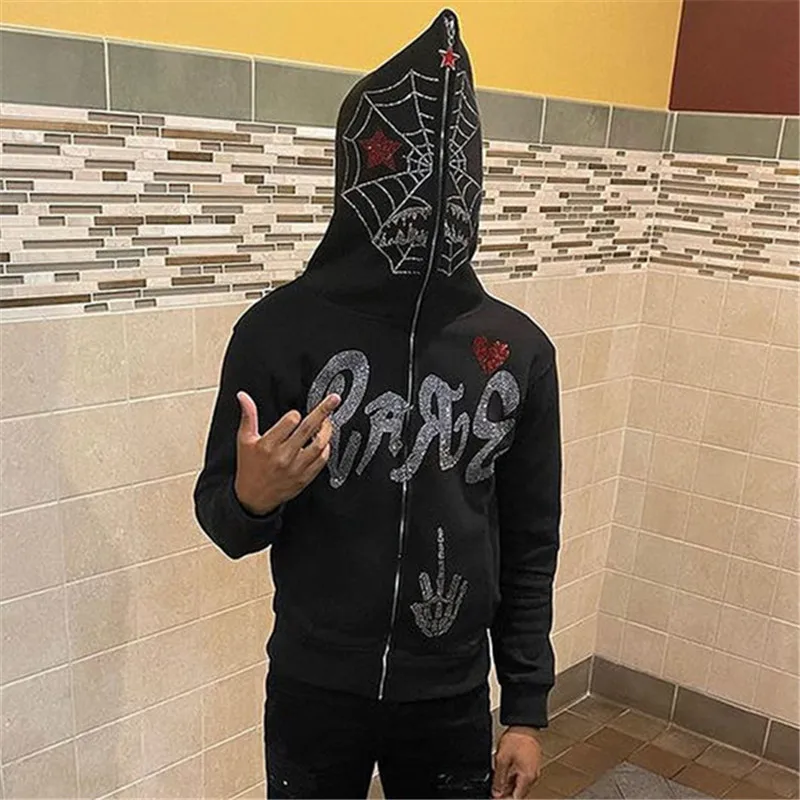 Y2K Full Zip Up Hoodie Men Autumn Winter Gothic Rhinestones Spider Web Sweatshirt Hip Hop Skeleton Oversized Hoodies Jacket Coat
Y2K Full Zip Up Hoodie Men Autumn Winter Gothic Rhinestones Spider Web Sweatshirt Hip Hop Skeleton Oversized Hoodies Jacket Coat