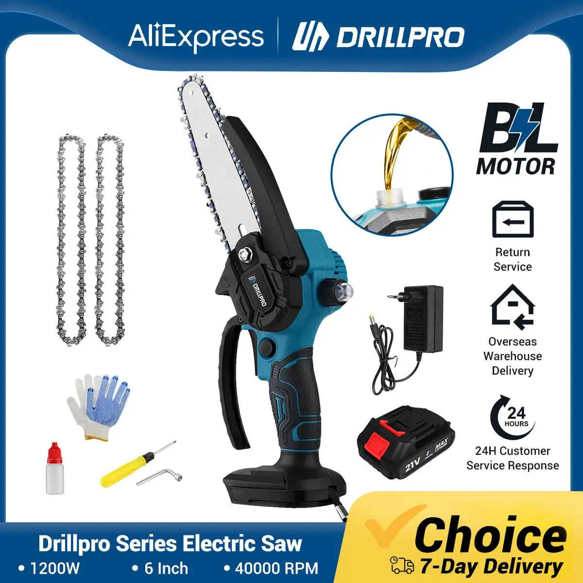 Drillpro 3500W 6Inch Electric ChainSaw Rechargeable Saw 40000RPM Cordless Chain Saw With Battery Power Tools For Makita Battery
Drillpro 3500W 6Inch Electric ChainSaw Rechargeable Saw 40000RPM Cordless Chain Saw With Battery Power Tools For Makita Battery