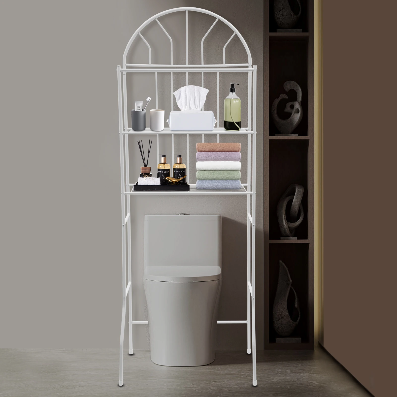 Bymaocar Modern White Three-layer Toilet Storage Rack Floor Standing W/ Non-slip Bottom For Bathrooms Balconies, Entrance Halls
Bymaocar Modern White Three-layer Toilet Storage Rack Floor Standing W/ Non-slip Bottom For Bathrooms Balconies, Entrance Halls