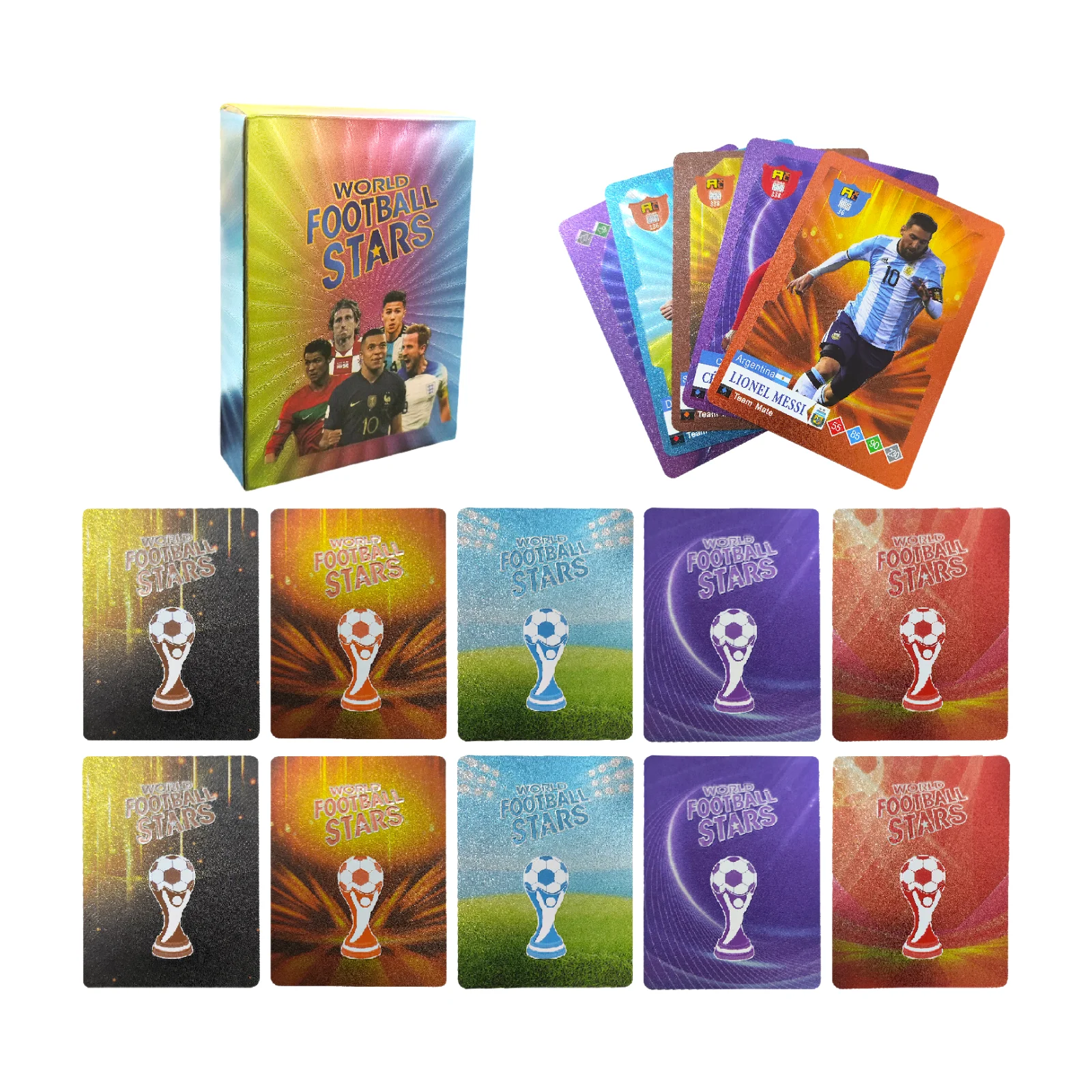 55Pcs/1Box World Football Stars Limited Edition Gold Cards Gold Silver And Black Color Box Soccer Stars Collection Toys Card
55Pcs/1Box World Football Stars Limited Edition Gold Cards Gold Silver And Black Color Box Soccer Stars Collection Toys Card