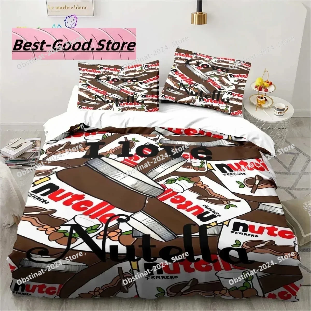 Nutella Pattern Cartoon Bedding Set Single Twin Full Queen King Size Bed Set Adult Kid Bedroom Bedding Gift
Nutella Pattern Cartoon Bedding Set Single Twin Full Queen King Size Bed Set Adult Kid Bedroom Bedding Gift